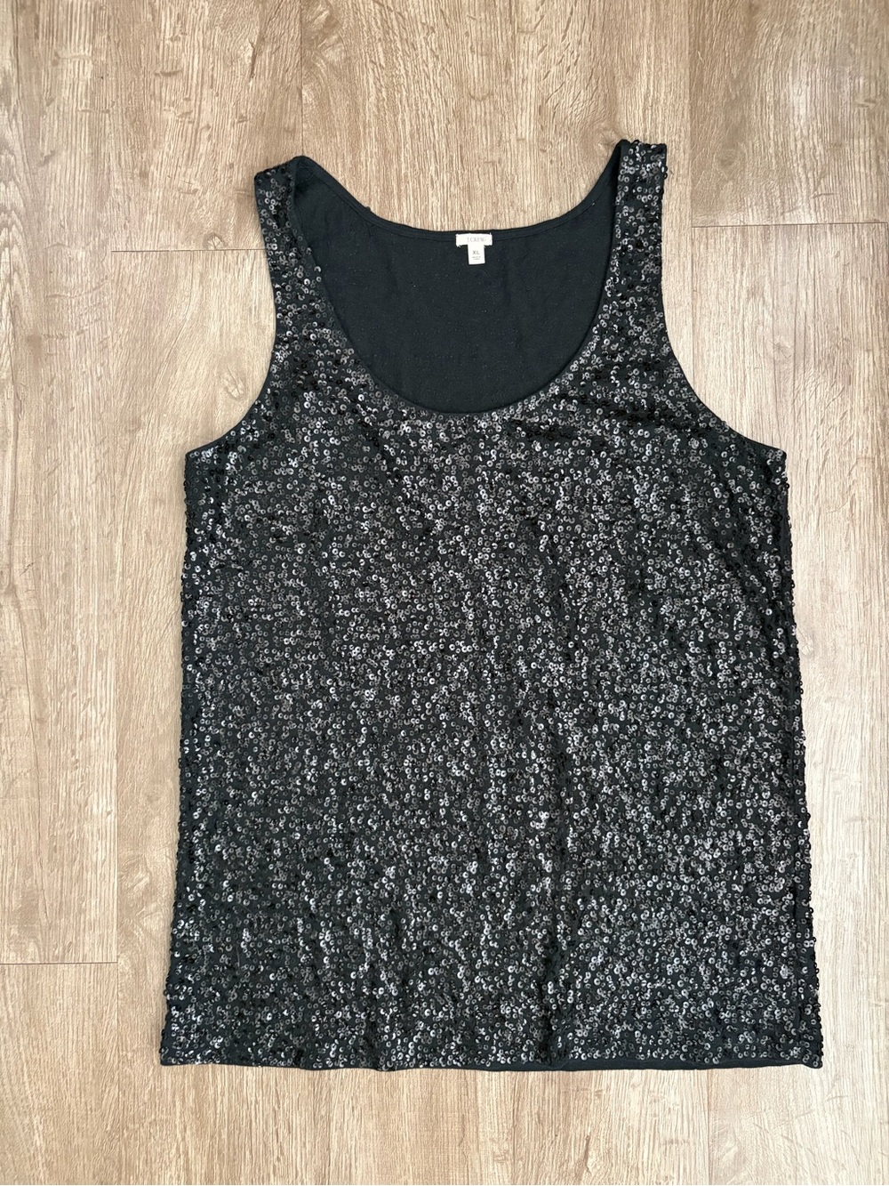 J.Crew Black Sequin Scoop-Neck Tank Top XL